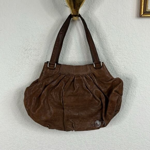 JIL SANDER Vintage Black Leather Pleated Shoulder Bag - Picture 8 of 13